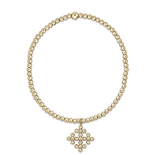 Classic Gold 2.5mm Bead Bracelet - Classic Beaded Signature Cross Encompass Gold Charm Bracelets enewton