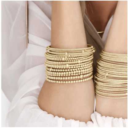 Classic Gold 3mm Bead Bangle Bracelets enewton