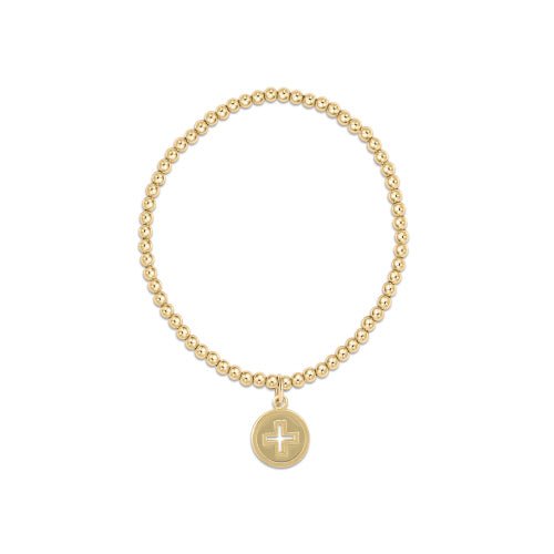 Classic Gold 3mm Bead Bracelet - Cross Gold Disc Bracelets enewton
