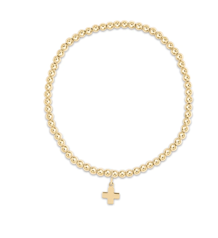 Classic Gold 3mm Bead Bracelet - Signature Cross Gold Charm Bracelets enewton