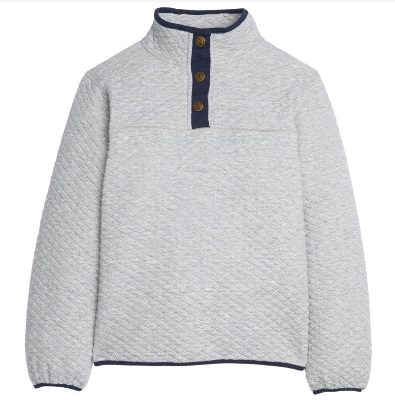 Classic Quilted Pullover - Gray/Navy Boys Outerwear Little English