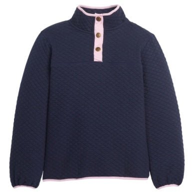 Classic Quilted Pullover - Navy/Lt. Pink Girls Outerwear Little English