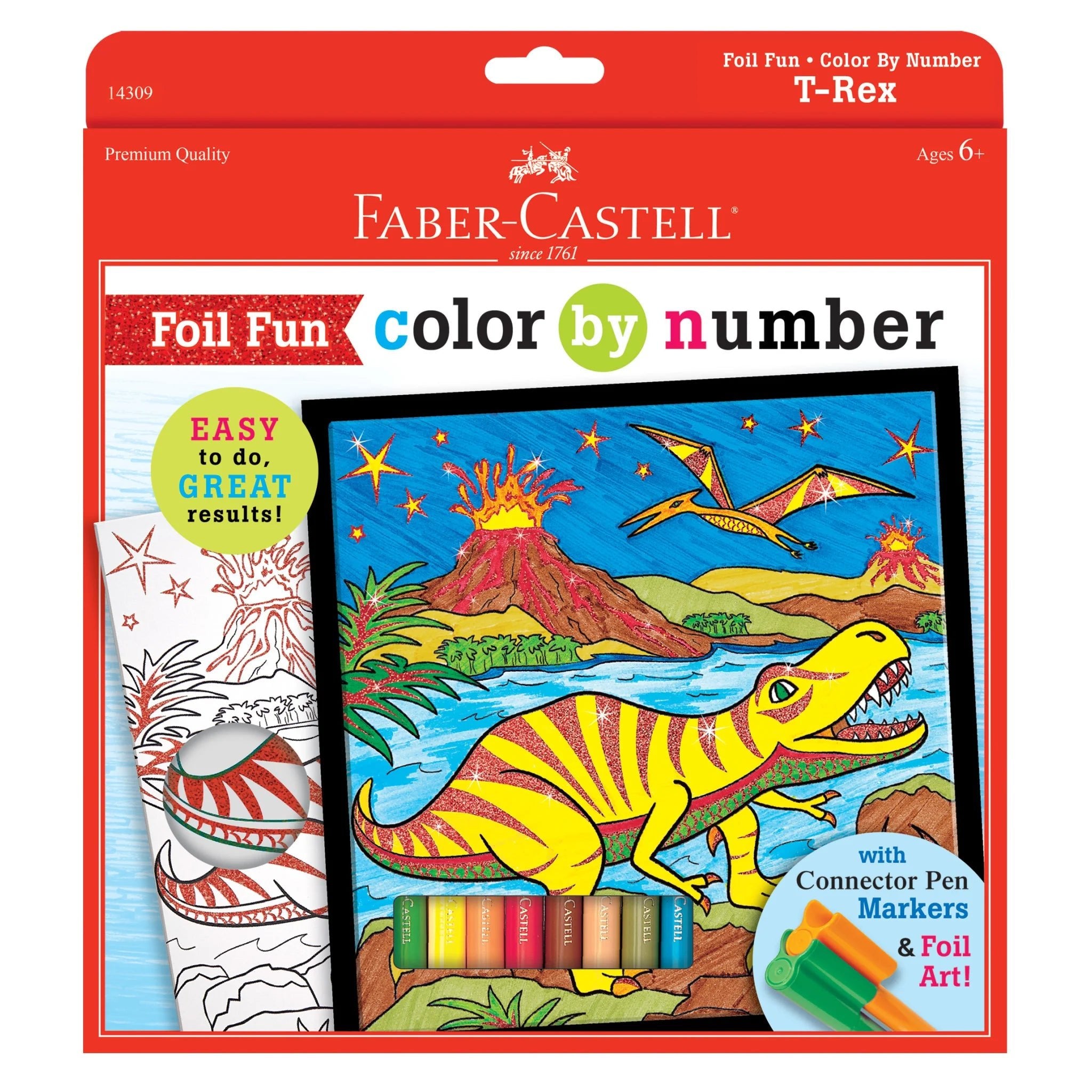 Color by Number T-Rex Foil Fun Toys Faber Castell