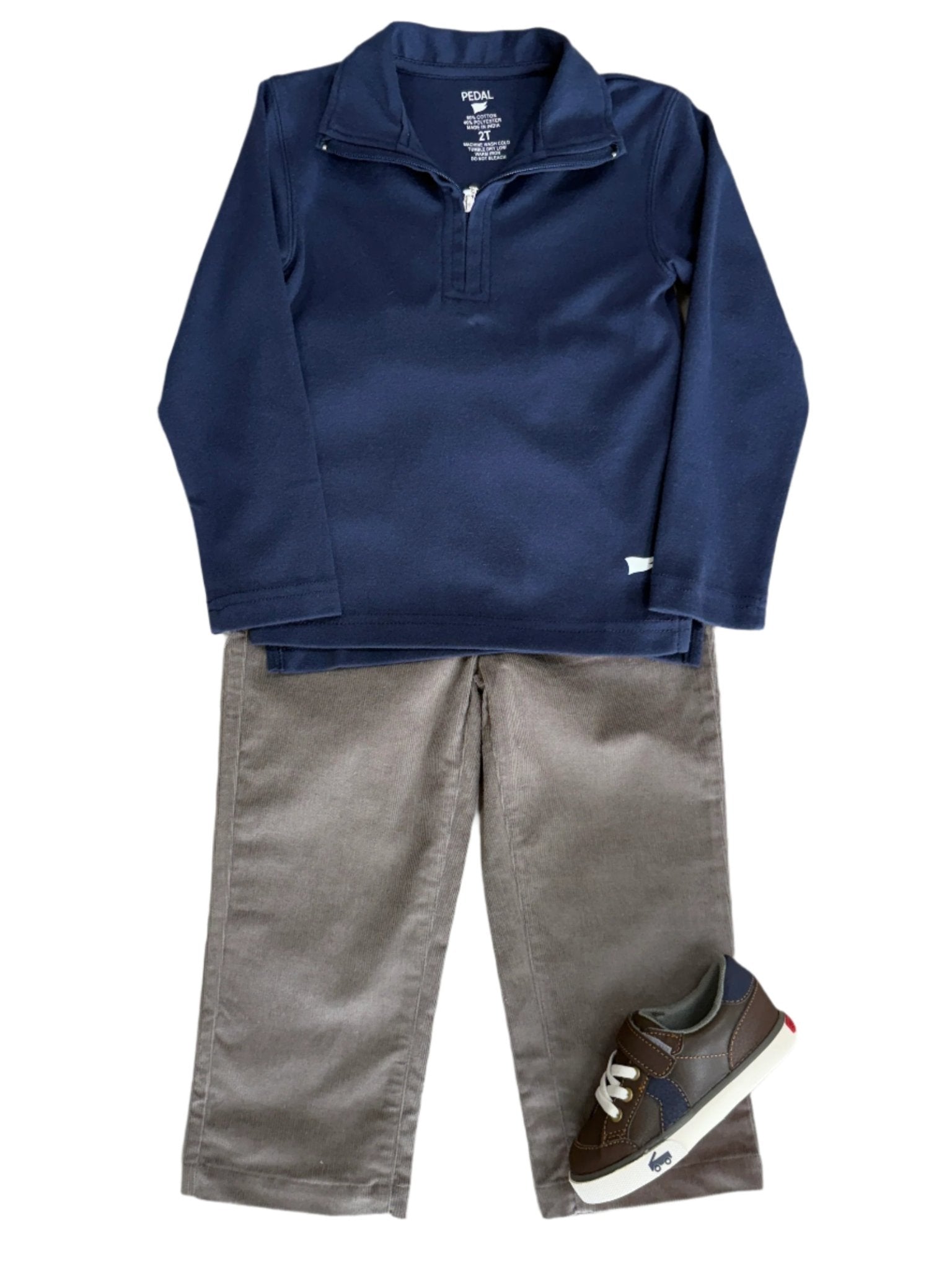 Boys 1/4 Zip Astor Pullover - Navy Boys Sweaters + Sweatshirts Pedal Kidswear