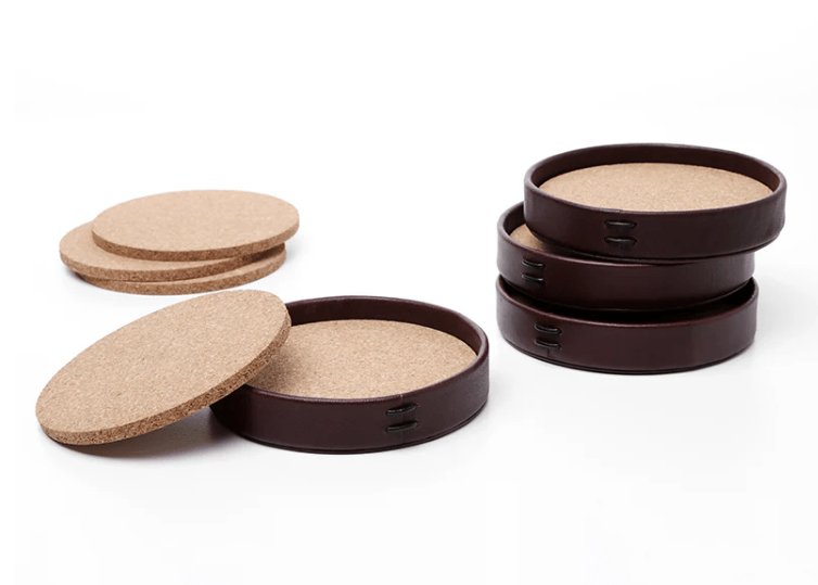 Cow Leather Coaster Set of 4 Kitchen + Entertaining Liiton