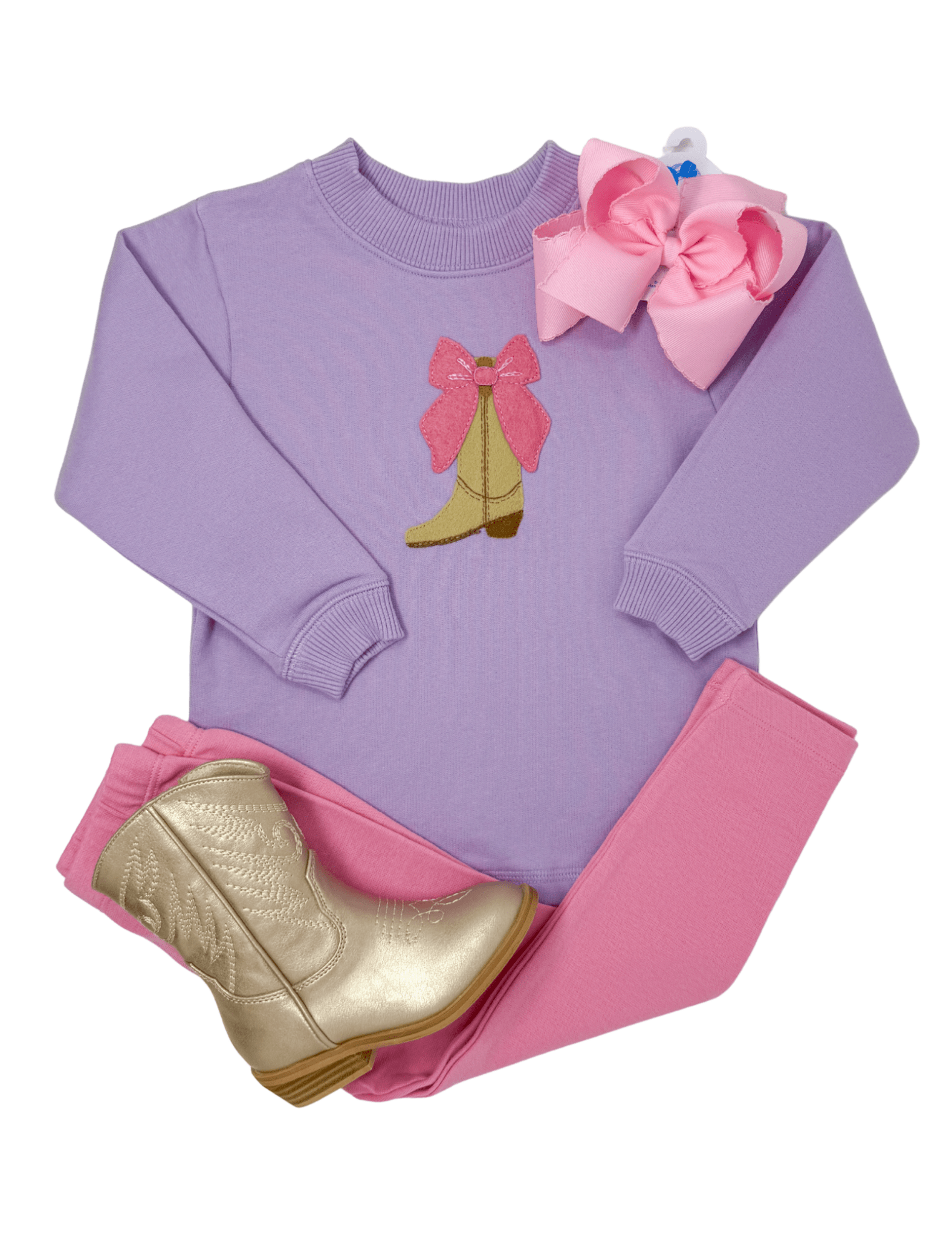 Cowgirl Crewneck Sweatshirt - Lavender Girls Sweaters + Sweatshirts Luigi