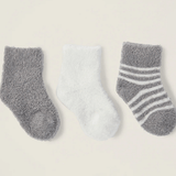 CozyChic Lite Infant Sock Set - Pewter/Pearl Kids Socks + Tights Barefoot Dreams