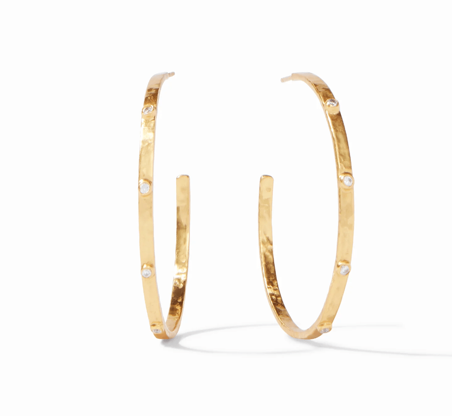 Crescent Stone Hoop Gold Cubic Zirconia - Extra Large Earrings Julie Vos
