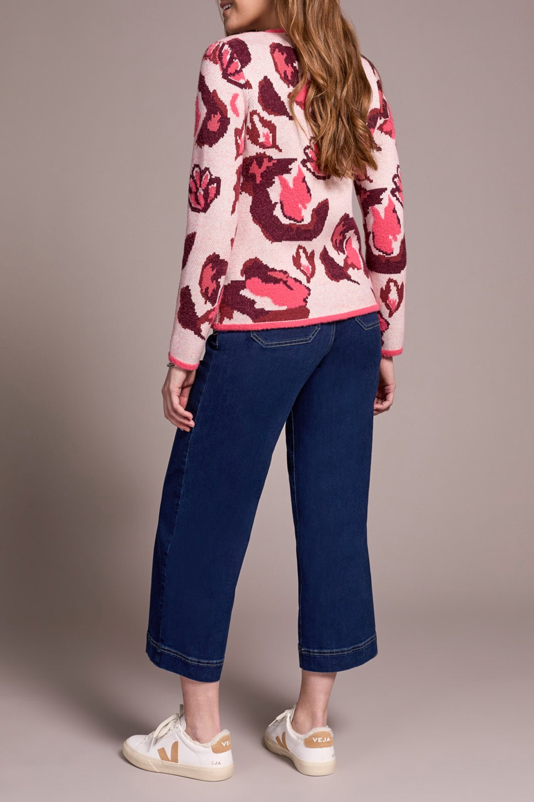 Crew Neck Jacquard Sweater - Cream Sweaters Tribal