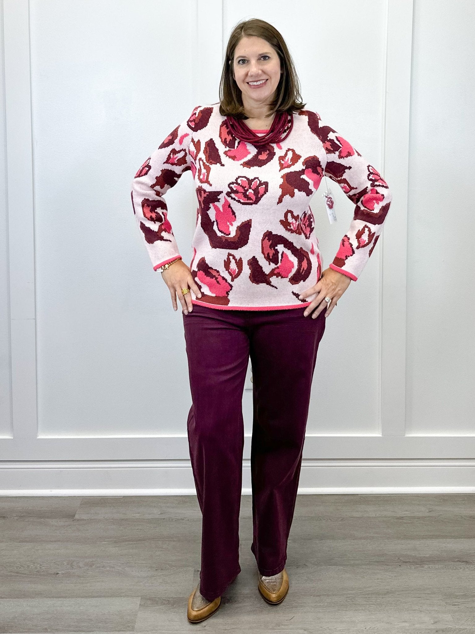 Crew Neck Jacquard Sweater - Cream - Sugar Babies Children's Boutique/Meg's Shoppe