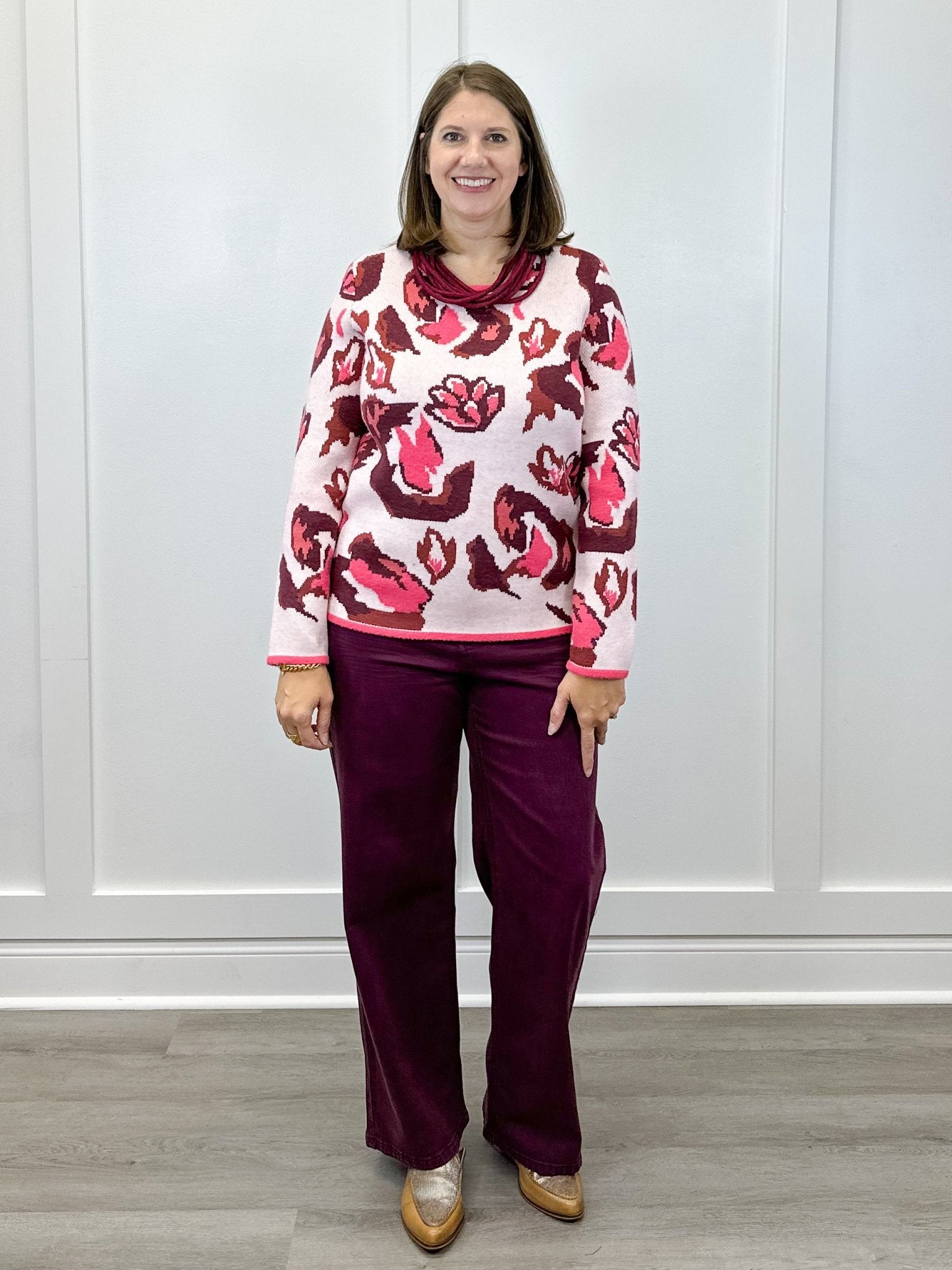 Crew Neck Jacquard Sweater - Cream - Sugar Babies Children's Boutique/Meg's Shoppe