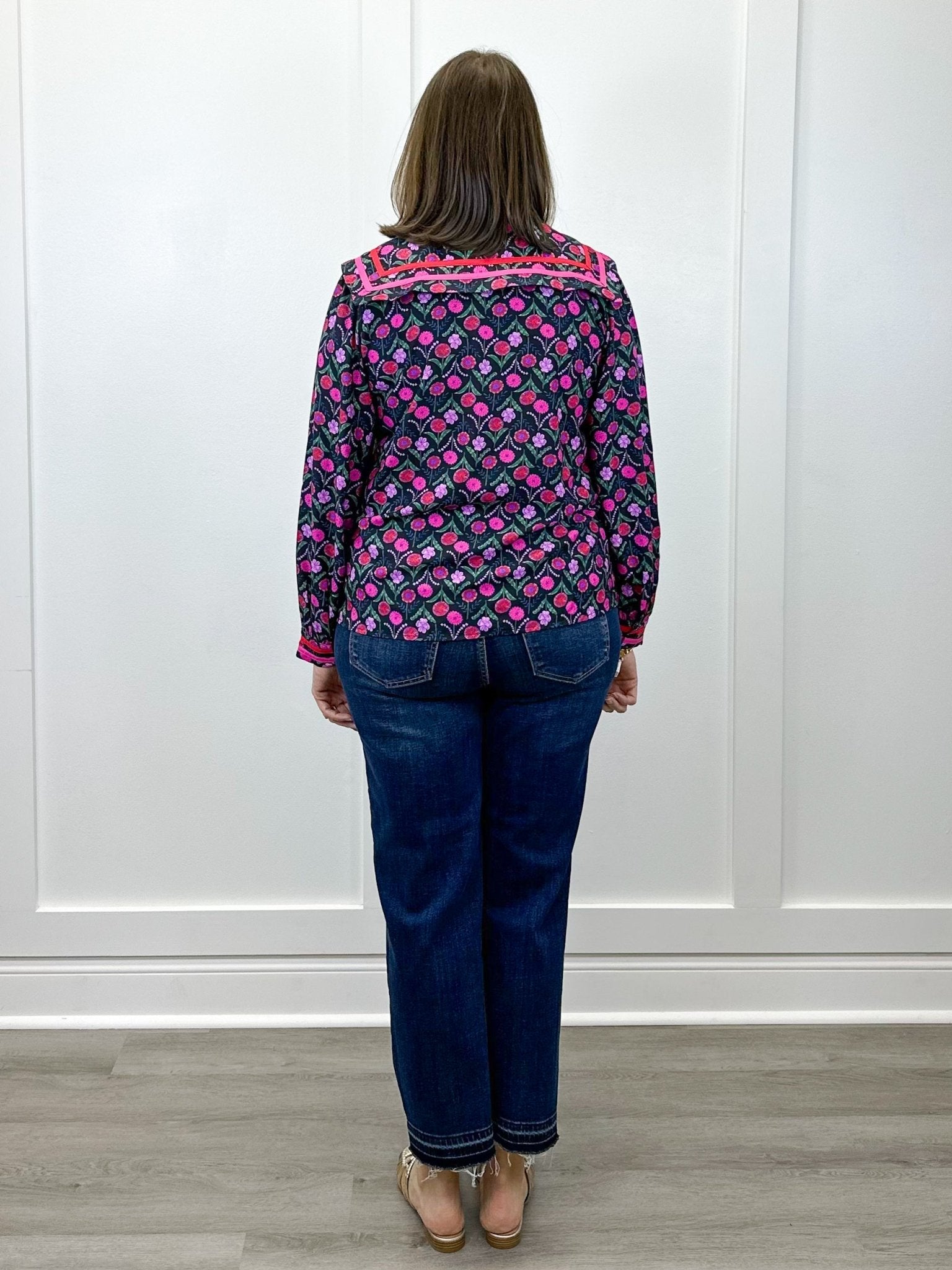 Crimson Bloom Blouse - Black Tops Jodifl