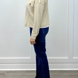 Crop Knit Shacket w/ Patch Pockets - Oatmeal Outerwear Tribal