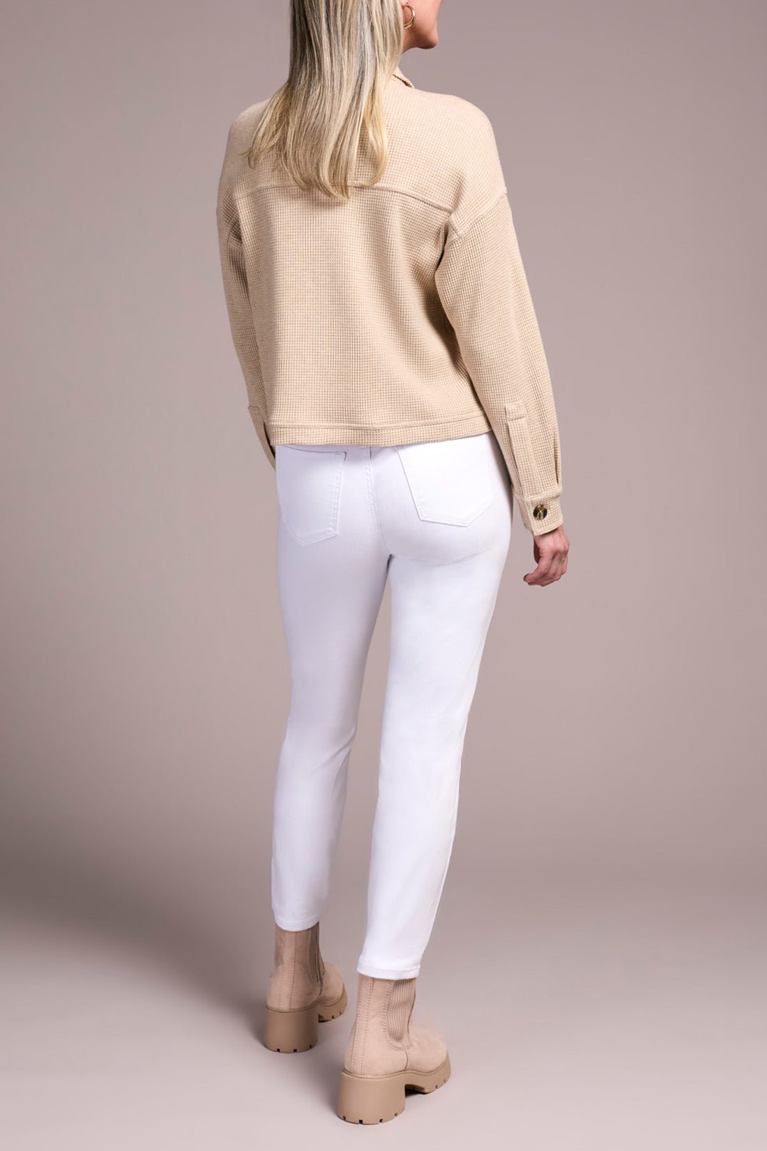 Crop Knit Shacket w/ Patch Pockets - Oatmeal Outerwear Tribal