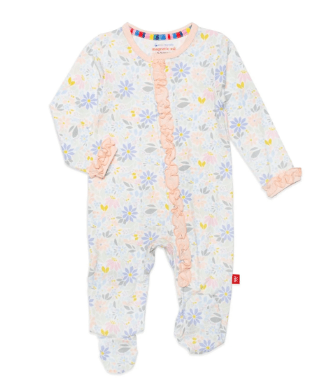 Darby Modal Magnetic Ruffle Footie Baby Sleepwear Magnetic Me