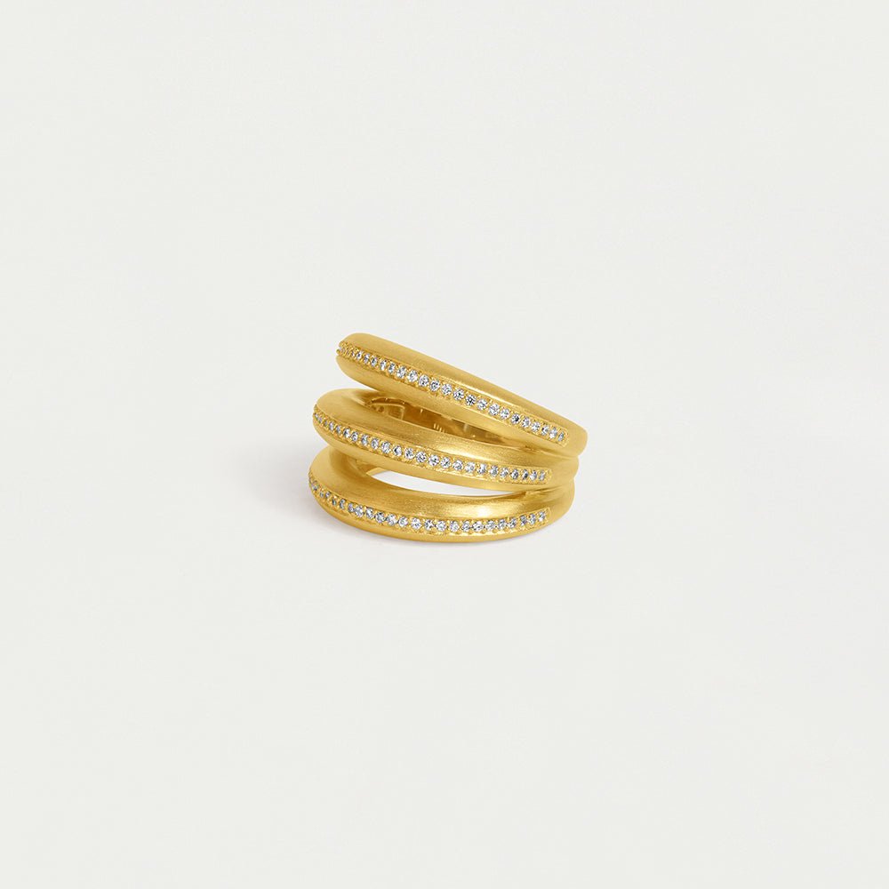 Dauphine Pave Stacking Ring - Gold/White Topaz - Small Rings Dean Davidson