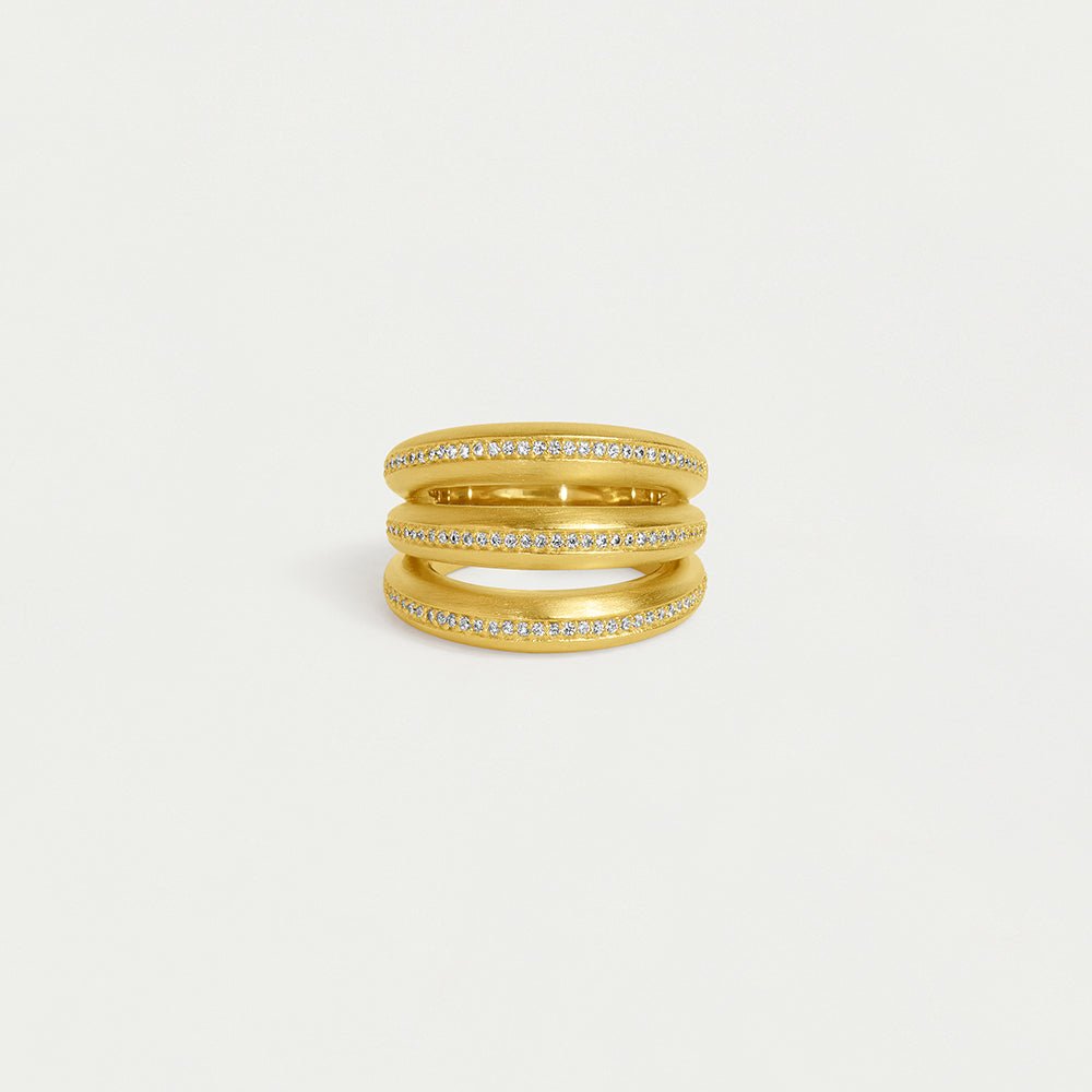 Dauphine Pave Stacking Ring - Gold/White Topaz - Small Rings Dean Davidson