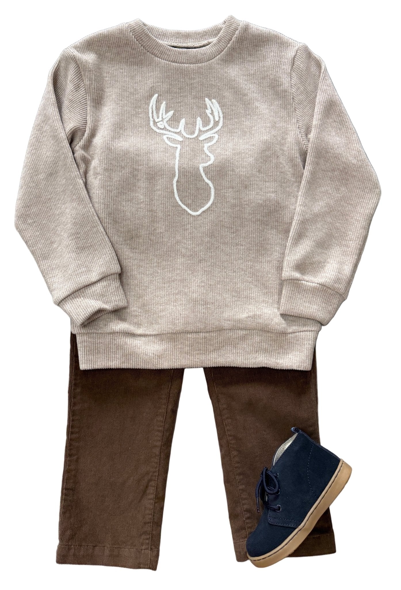 Deer Embroidery Sweater Boys Sweaters + Sweatshirts Emma Jean