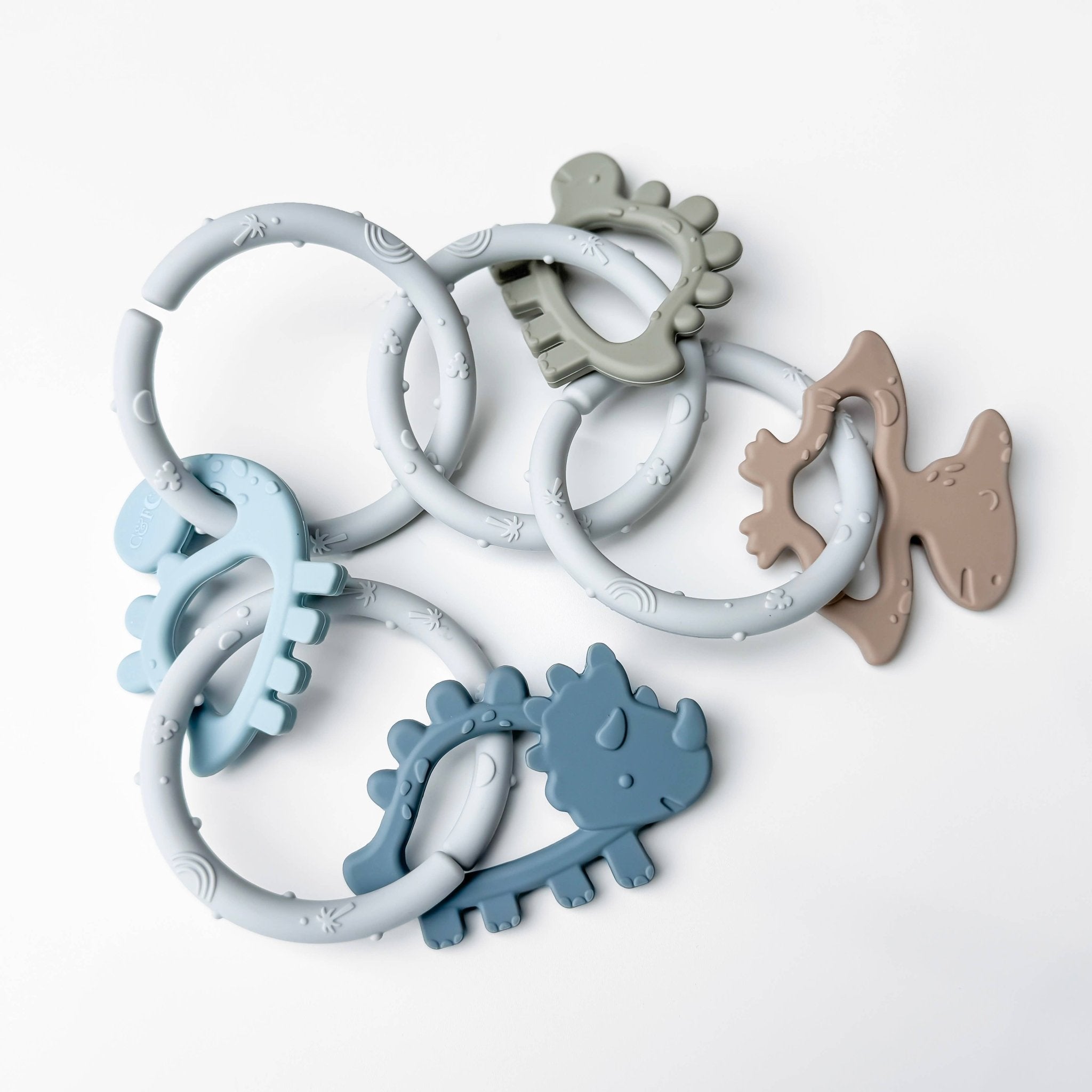 Dino Rings Silicone Teether: Blue/Green Baby Accessories Calla & Friends