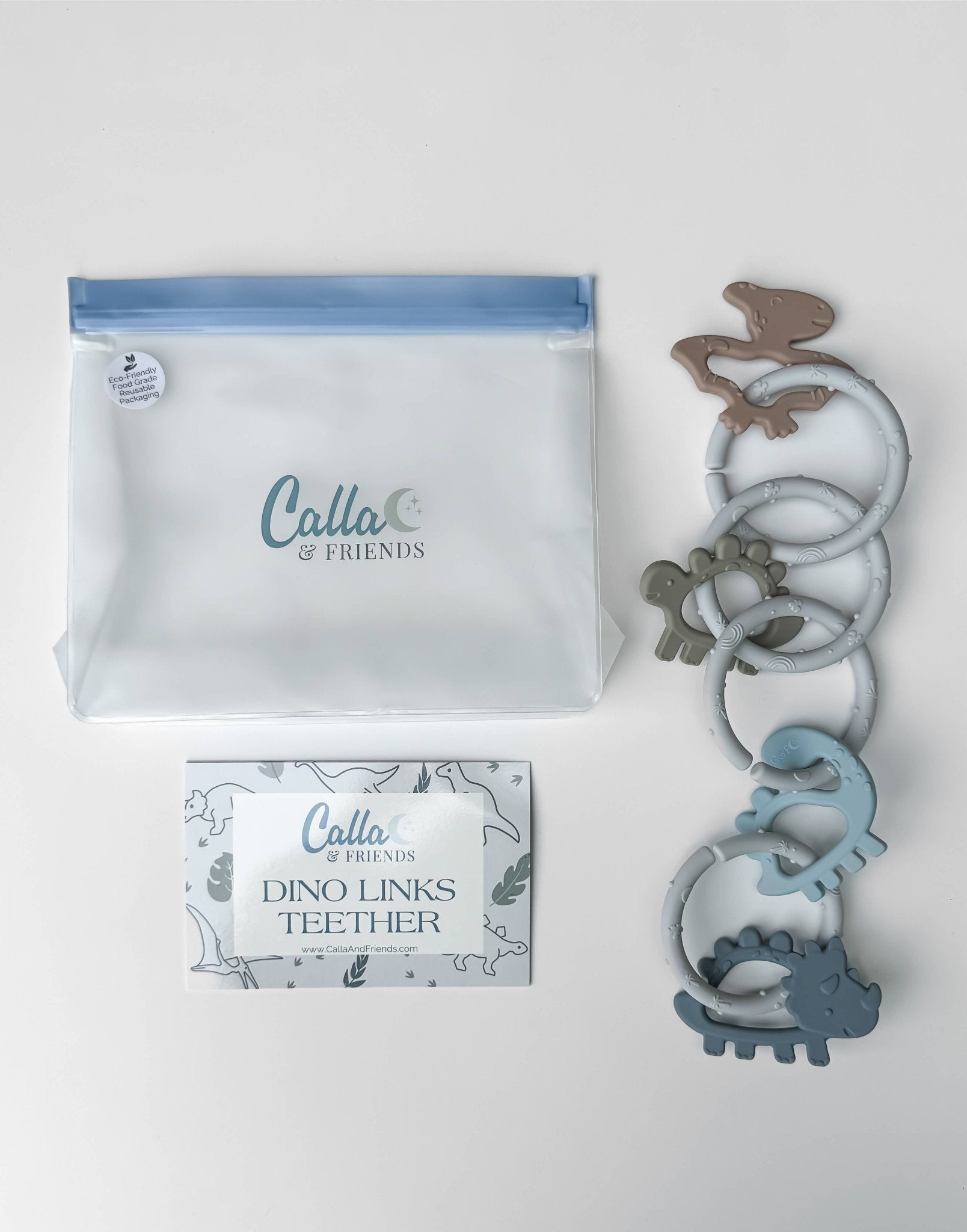 Dino Rings Silicone Teether: Blue/Green Baby Accessories Calla & Friends