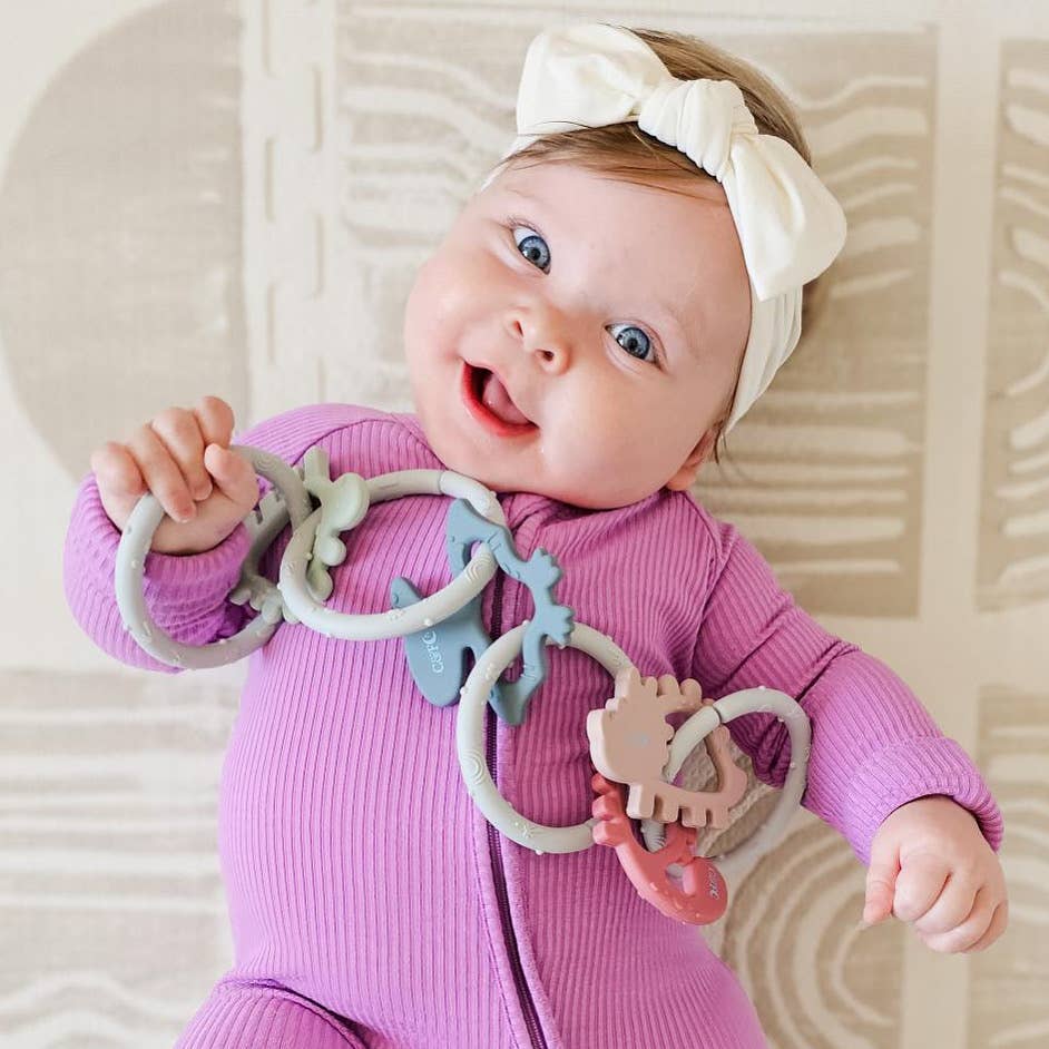 Dino Rings Silicone Teether: Pink Baby Accessories Calla & Friends