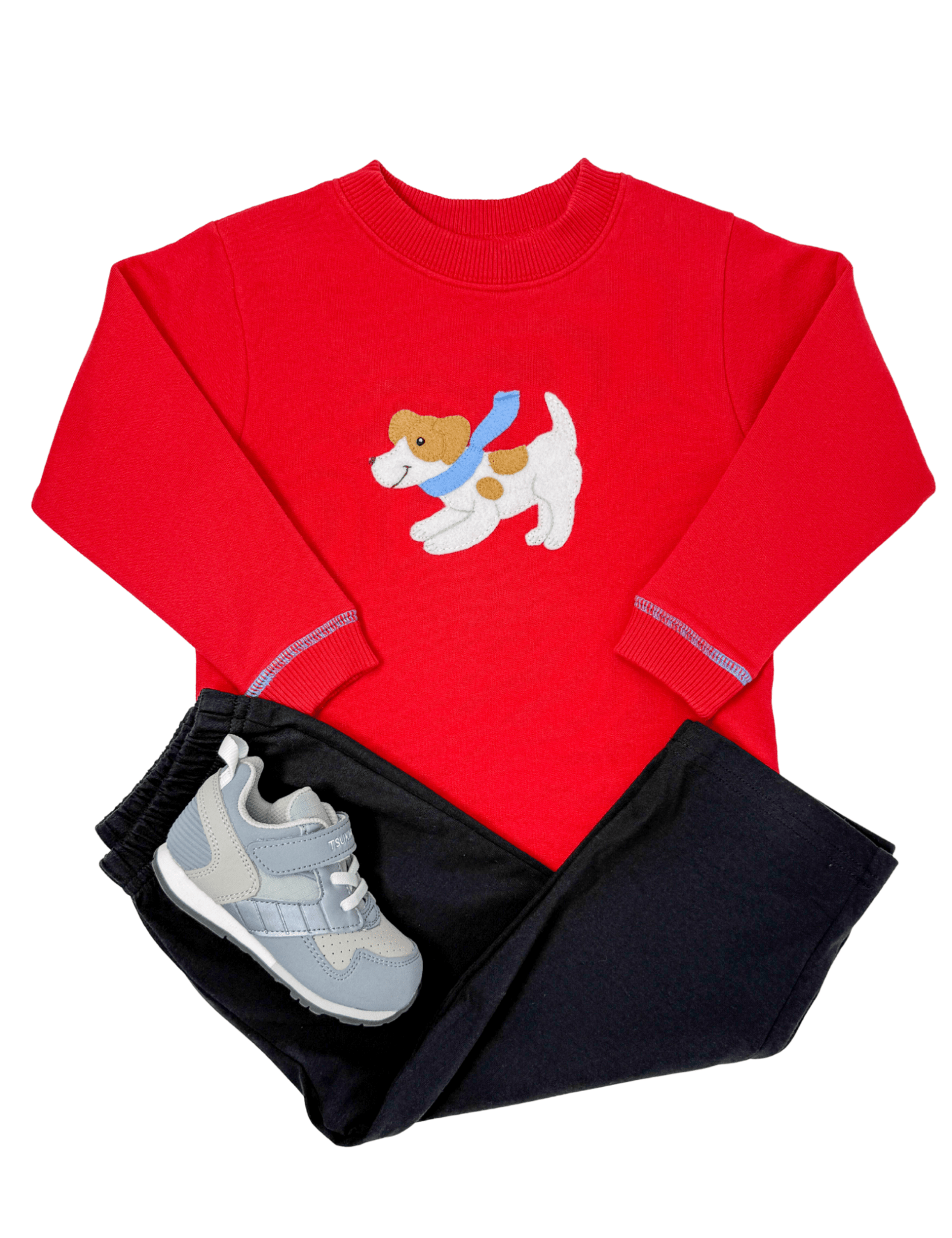 Dog Crewneck Sweatshirt - Deep Red Boys Sweaters + Sweatshirts Luigi