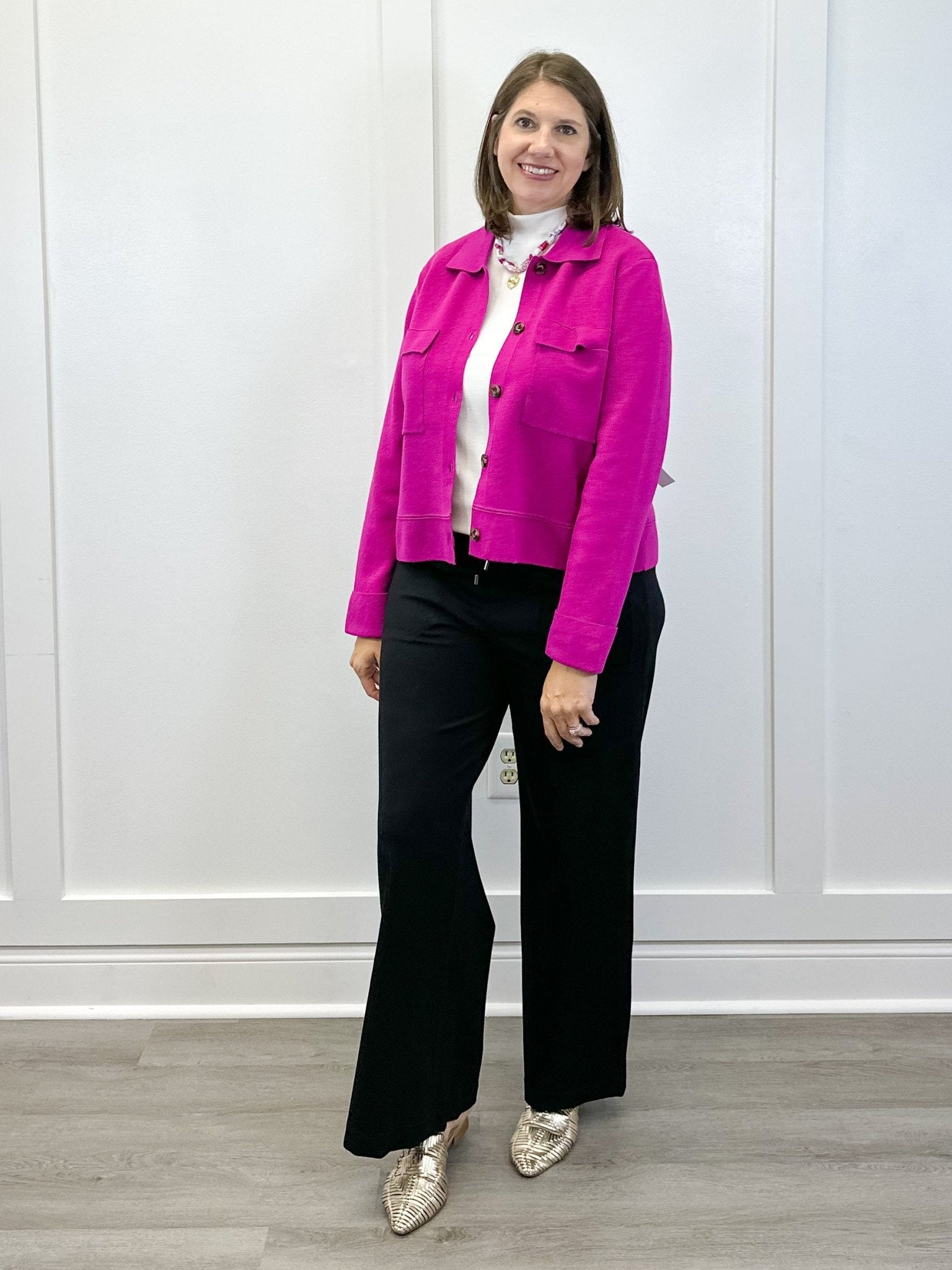 Double Knit Collared Sweater Cardigan - Pink Flambe Sweaters Tribal