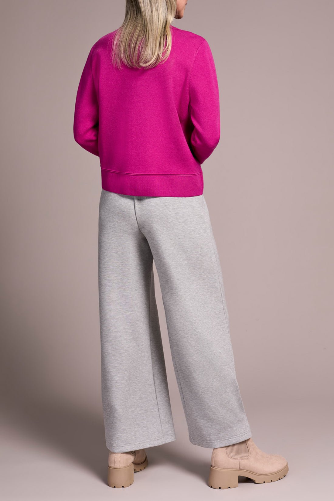 Double Knit Collared Sweater Cardigan - Pink Flambe Sweaters Tribal