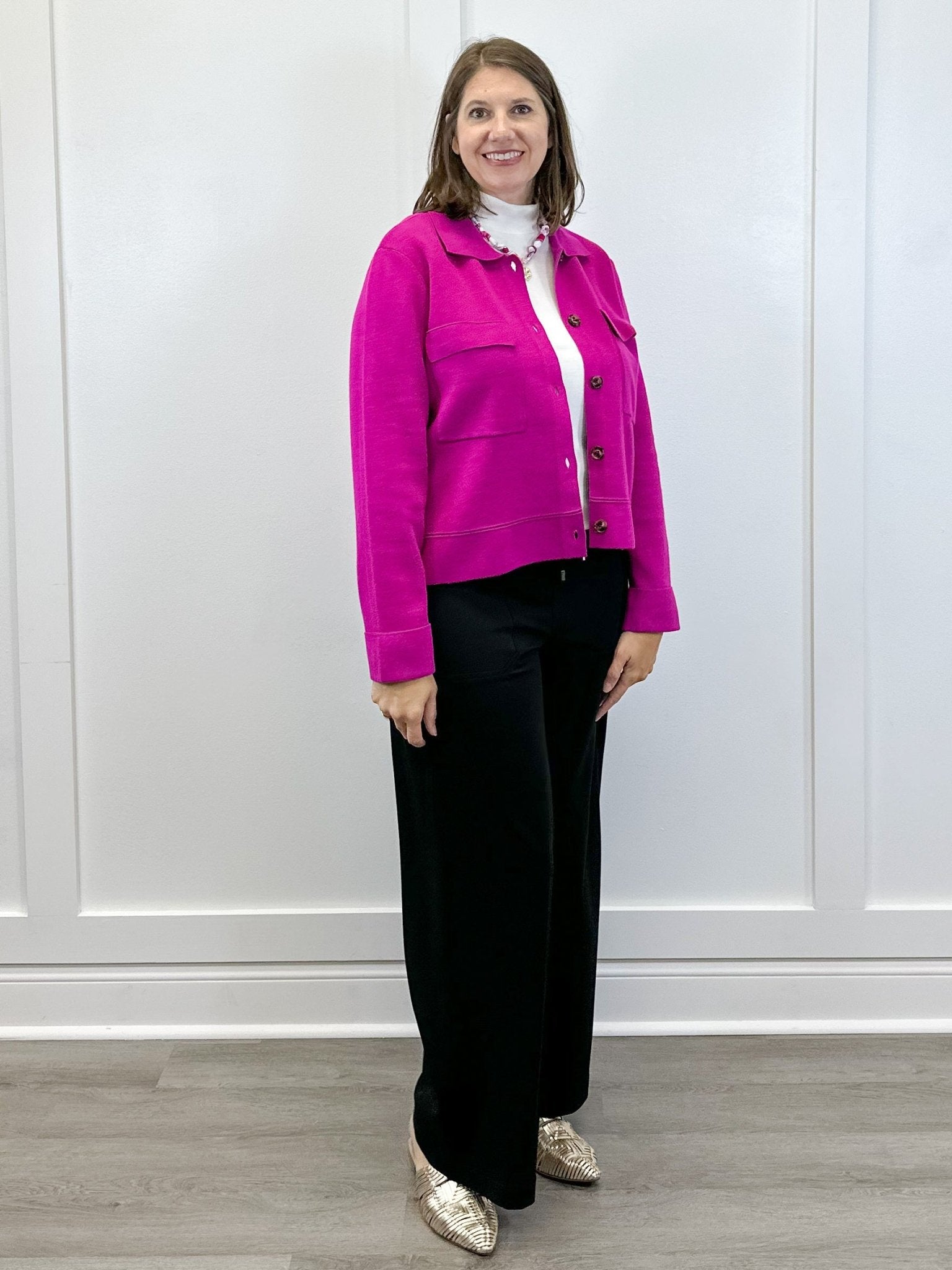 Double Knit Collared Sweater Cardigan - Pink Flambe Sweaters Tribal