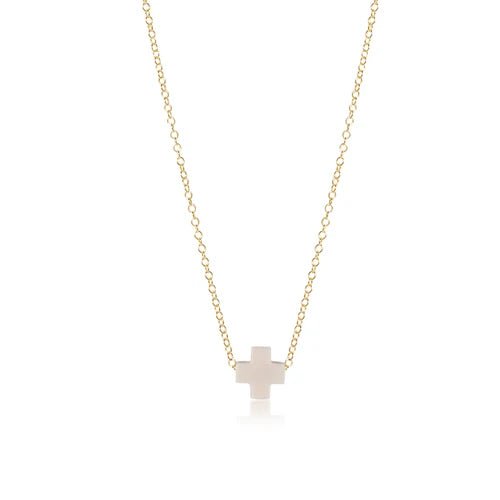 egirl 14" Necklace Gold - Signature Cross Gold Small Off White Necklaces enewton