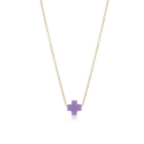 egirl 14" Necklace Gold - Signature Cross Gold Small Purple Necklaces enewton