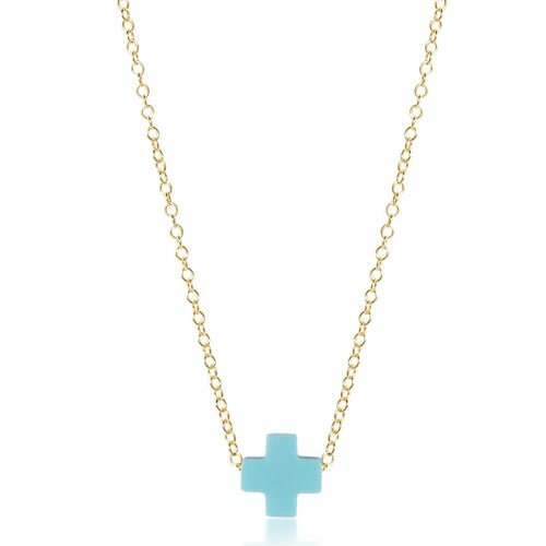egirl 14" Necklace Gold - Signature Cross Gold Small Turquoise Necklaces enewton
