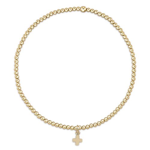 egirl Classic Gold 2mm Bead Bracelet - Signature Cross Small Gold Charm Bracelets enewton