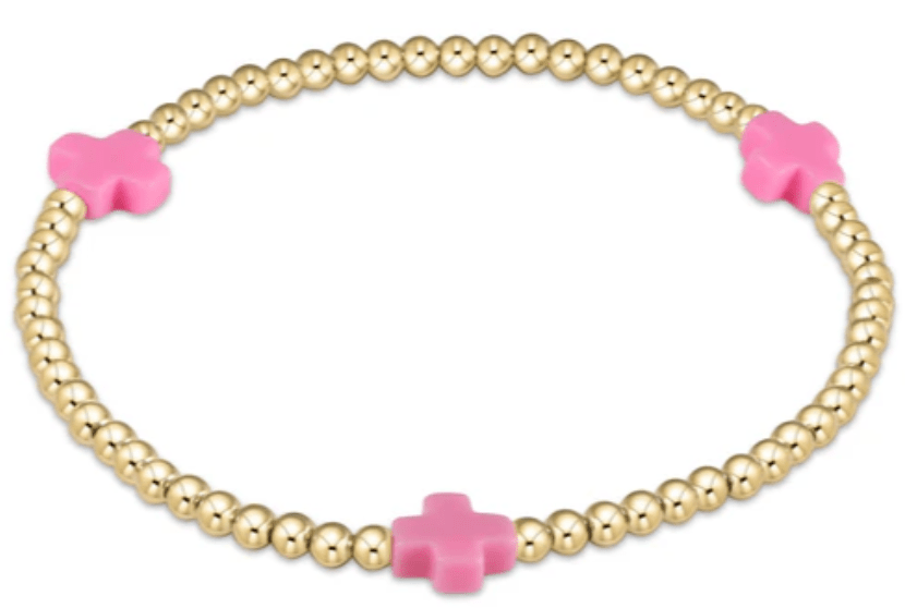 egirl Signature Cross 3mm Bead Bracelet - Bright Pink Bracelets enewton