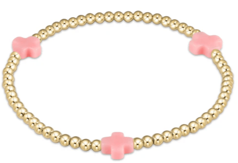 egirl Signature Cross 3mm Bead Bracelet - Pink Kids Jewelry enewton