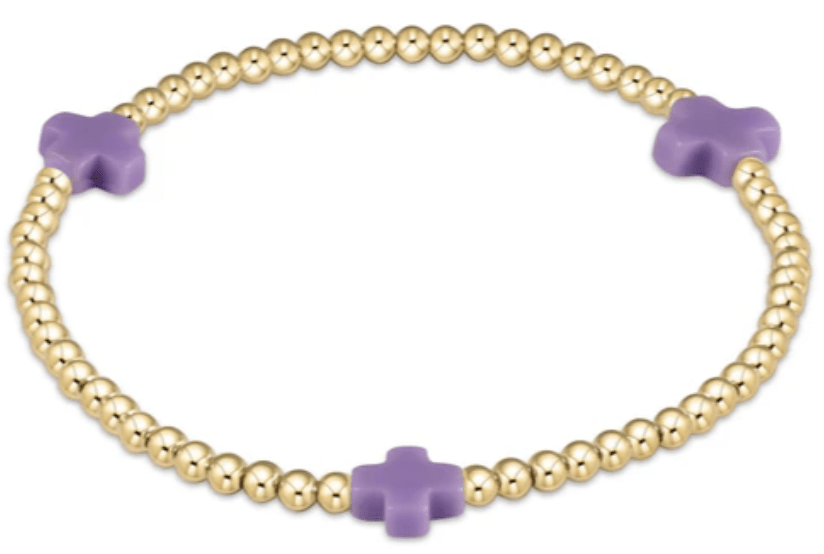 egirl Signature Cross 3mm Bead Bracelet - Purple Kids Jewelry enewton