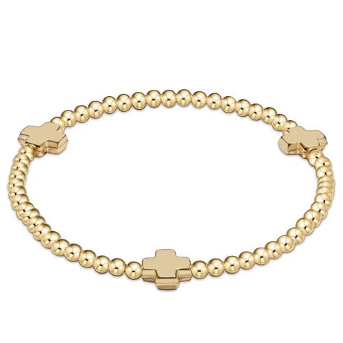 egirl Signature Cross Gold Pattern 3mm Bead Bracelet - Gold Bracelets enewton