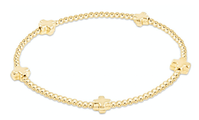 egirl Signature Cross Small Gold Pattern 2mm Bead Bracelet - Gold Bracelets enewton