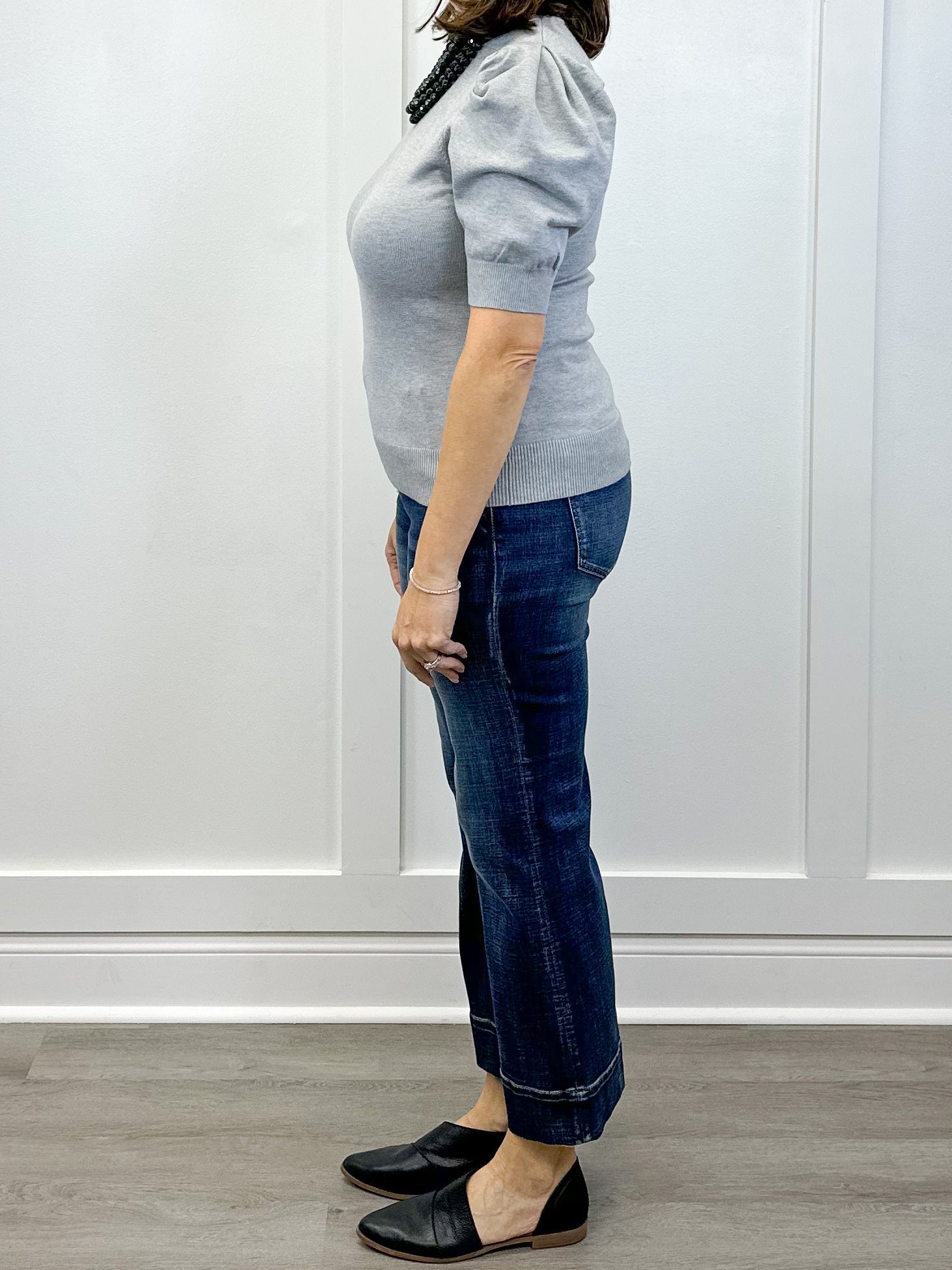 Eloise Puff Sleeve Sweater - Heather Gray - Sugar Babies Children's Boutique/Meg's Shoppe