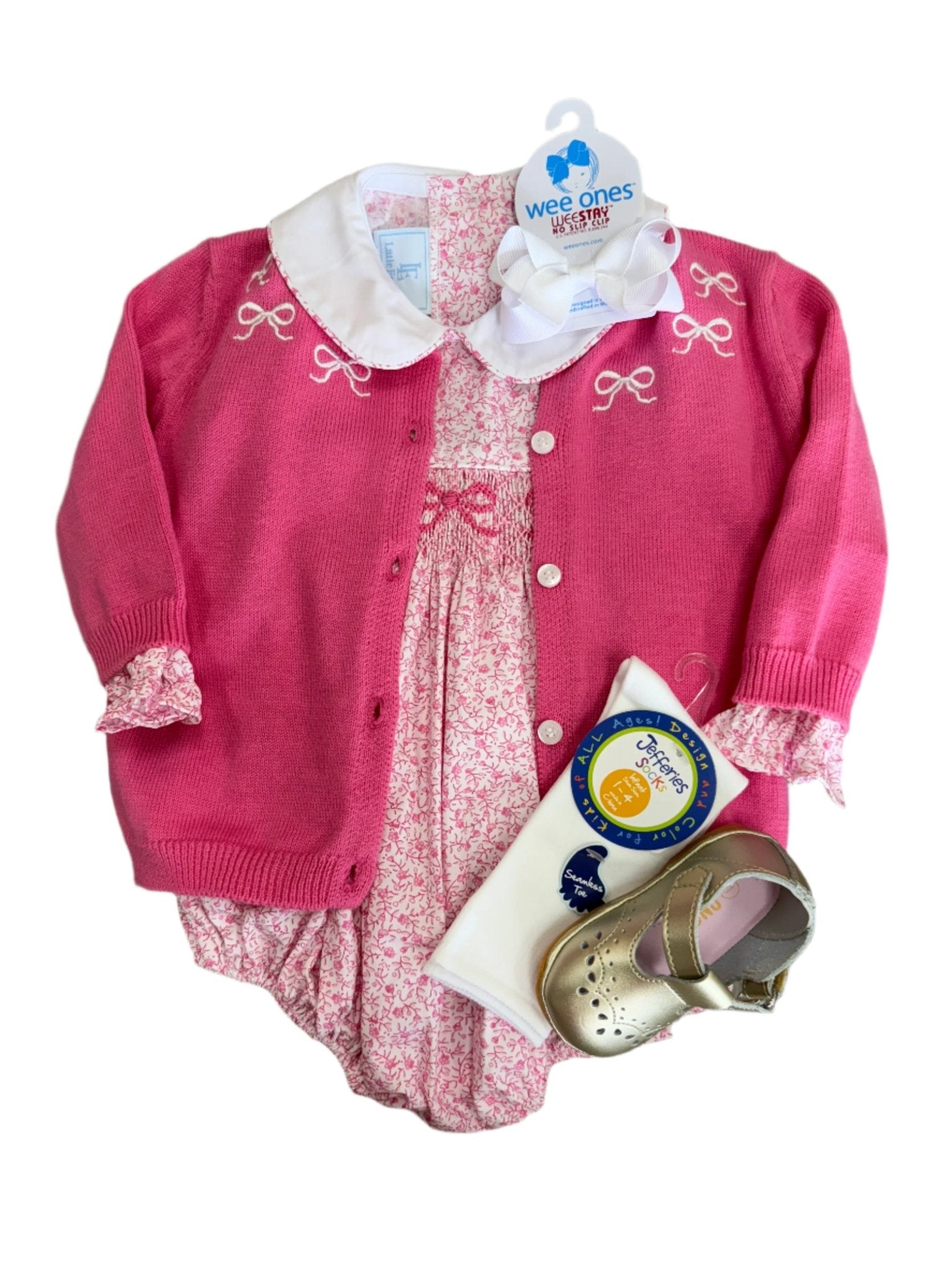 Smocked Natalie Bubble - Pink Vinings Girls Bubbles + Rompers Little English