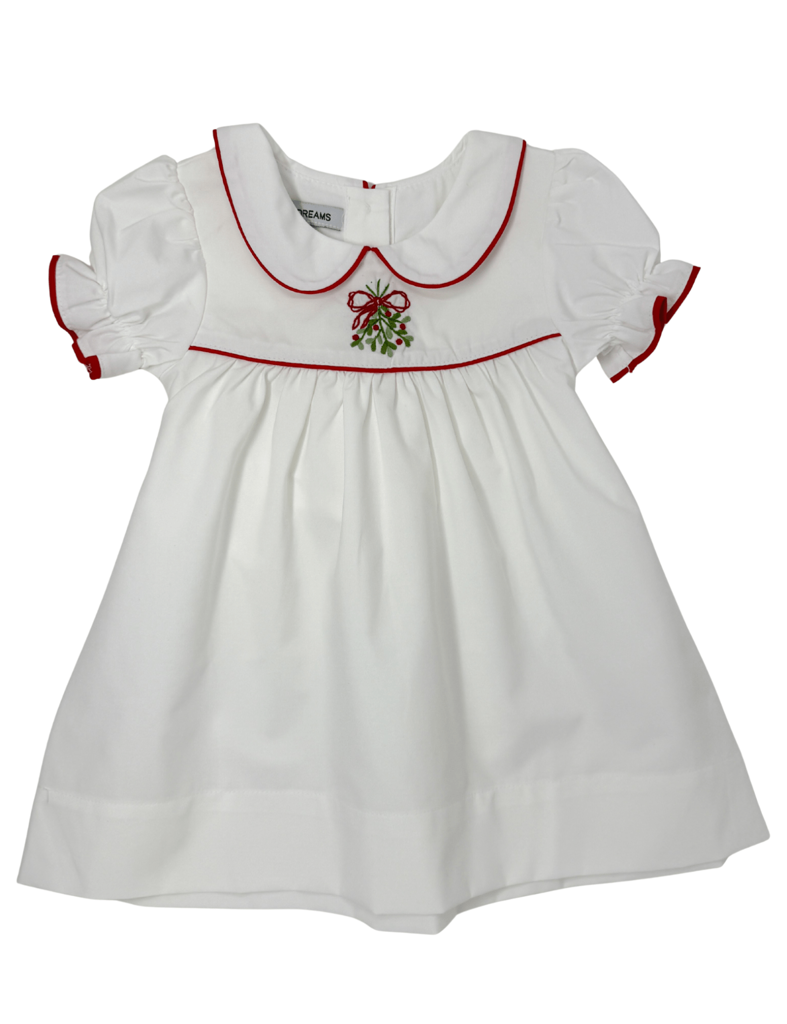 Embroidered Mistletoe Dress - White Girls Occasion Dresses Sweet Dreams