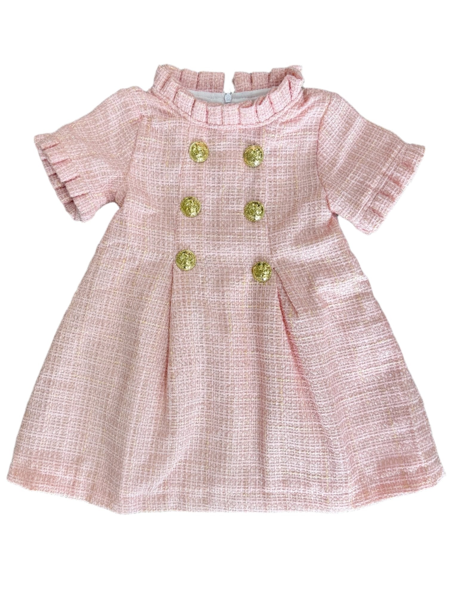 Emerson Dress - Lt. Pink Sparkle Tweed Girls Occasion Dresses The Oaks Apparel Company