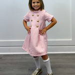 Emerson Dress - Lt. Pink Sparkle Tweed Girls Occasion Dresses The Oaks Apparel Company