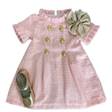 Emerson Dress - Lt. Pink Sparkle Tweed Girls Occasion Dresses The Oaks Apparel Company