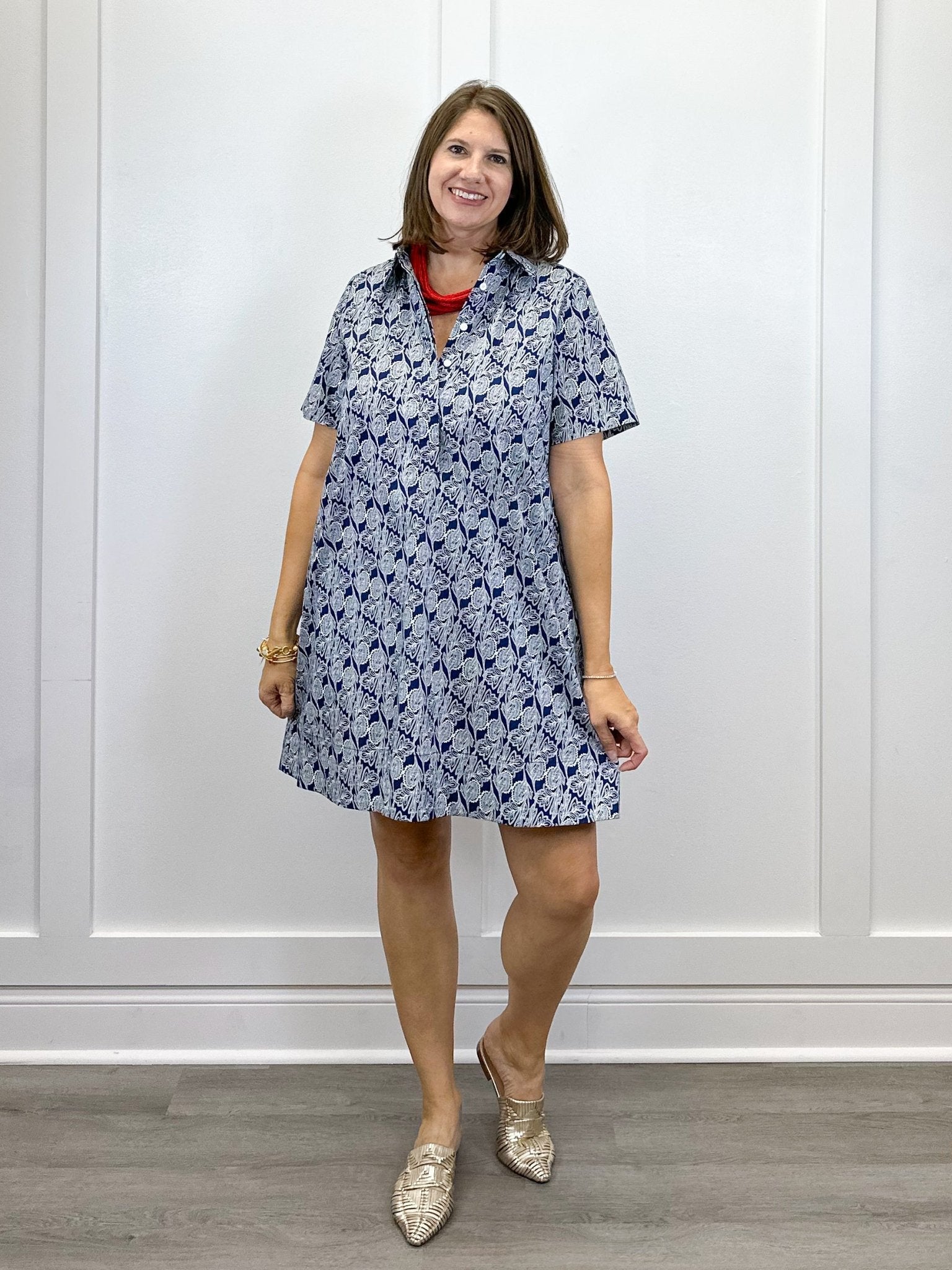 Enid Dress - Ornate Navy Short Dresses Duffield Lane