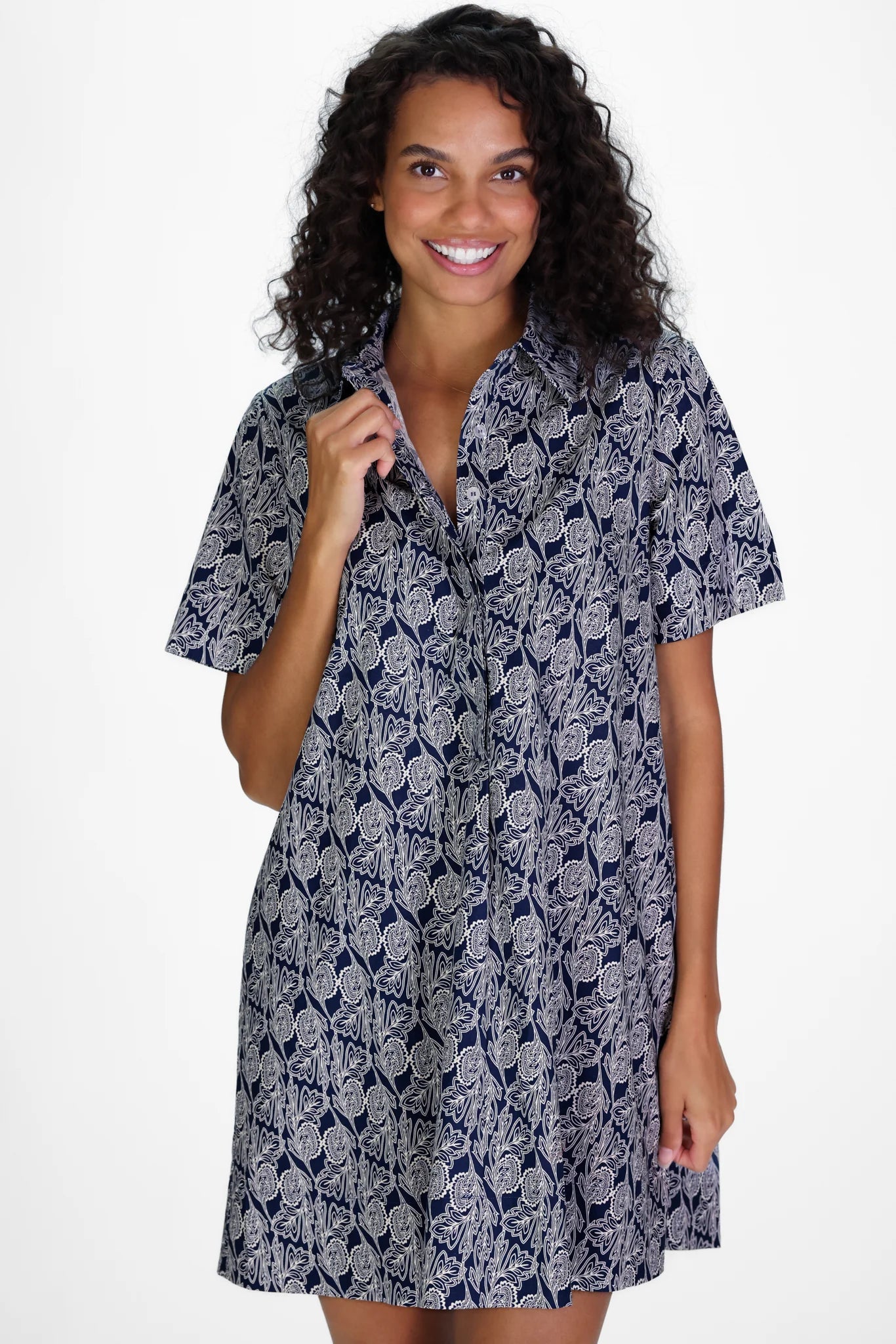 Enid Dress - Ornate Navy Short Dresses Duffield Lane
