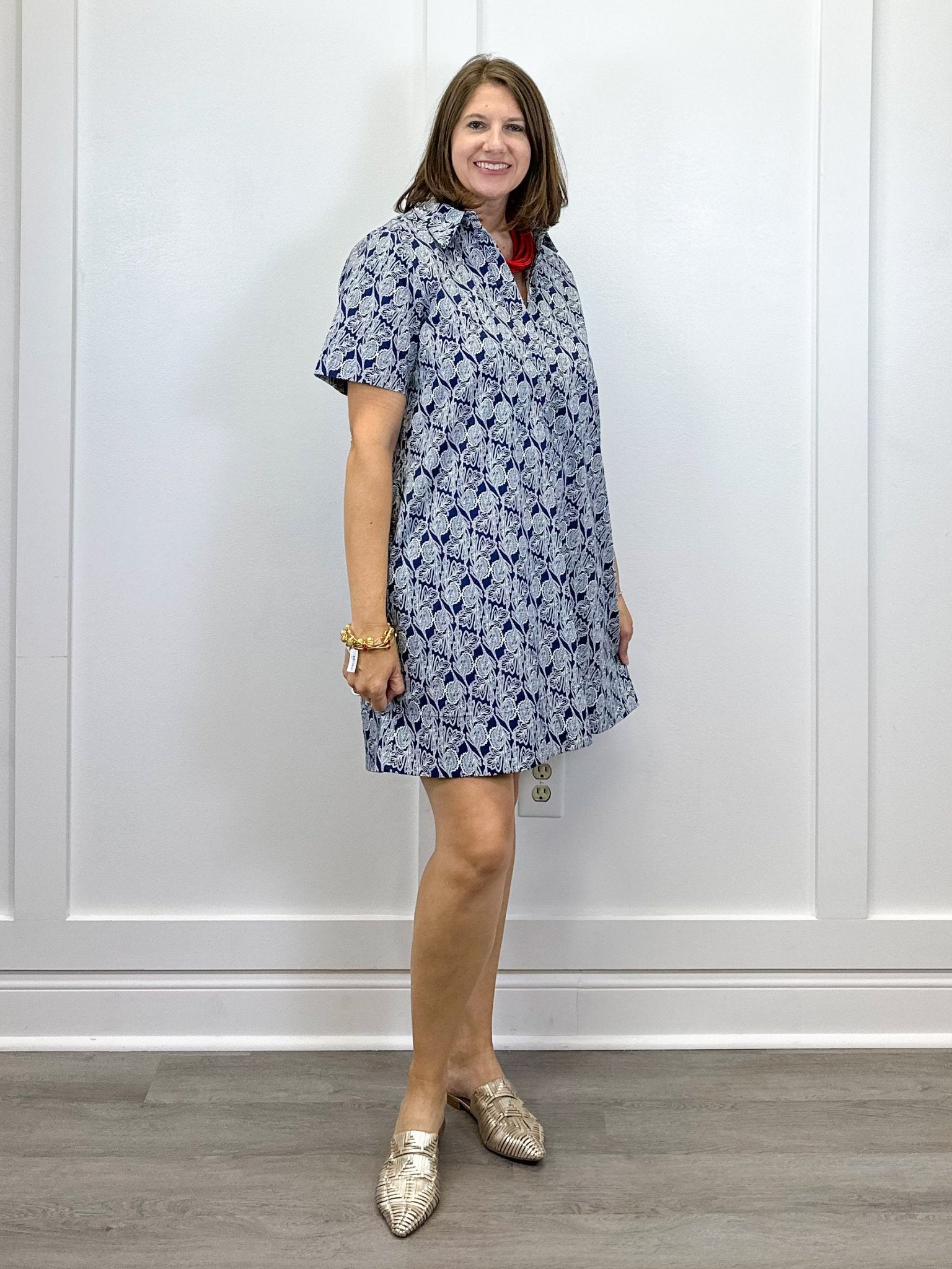 Enid Dress - Ornate Navy Short Dresses Duffield Lane