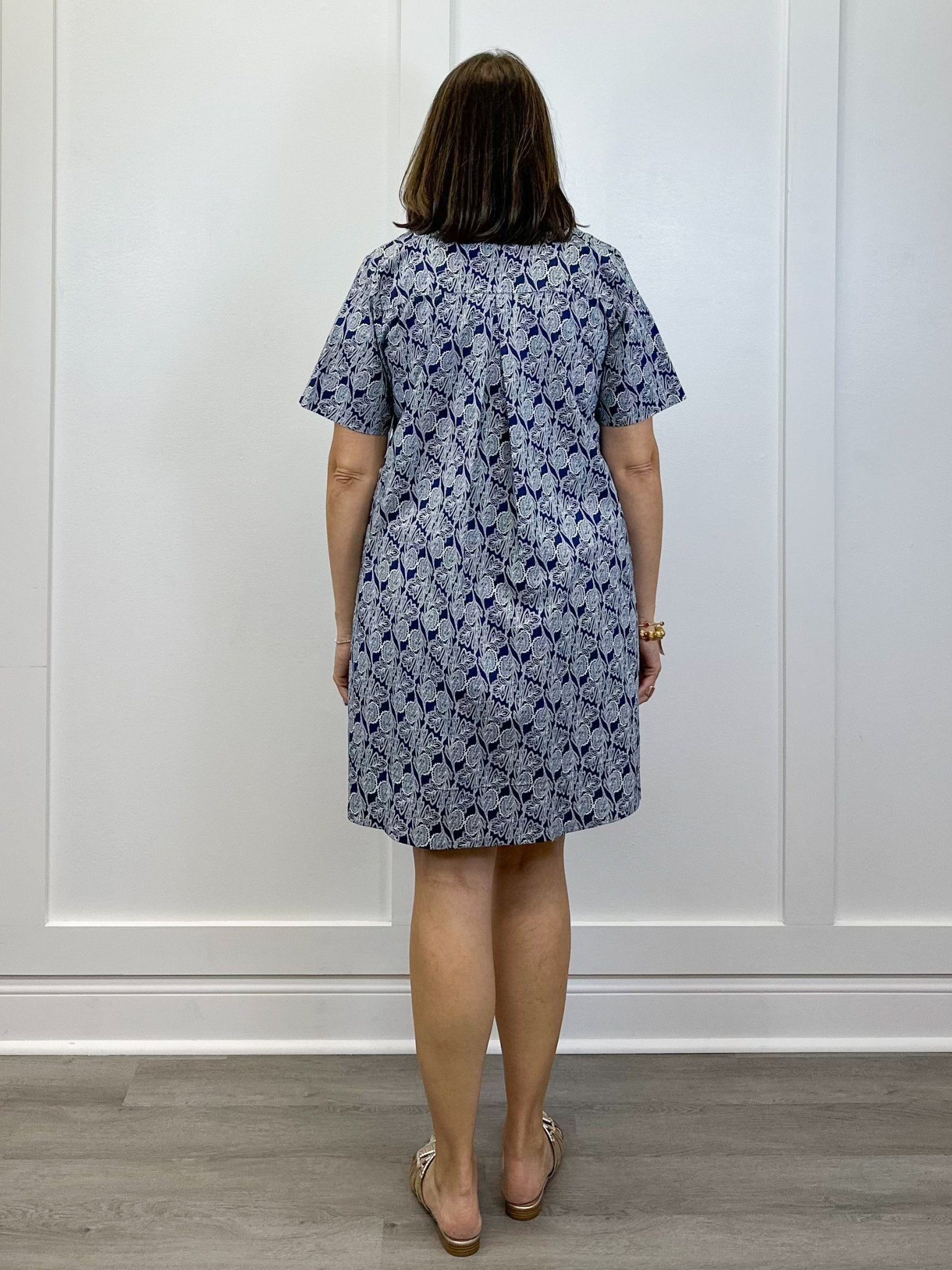 Enid Dress - Ornate Navy Short Dresses Duffield Lane