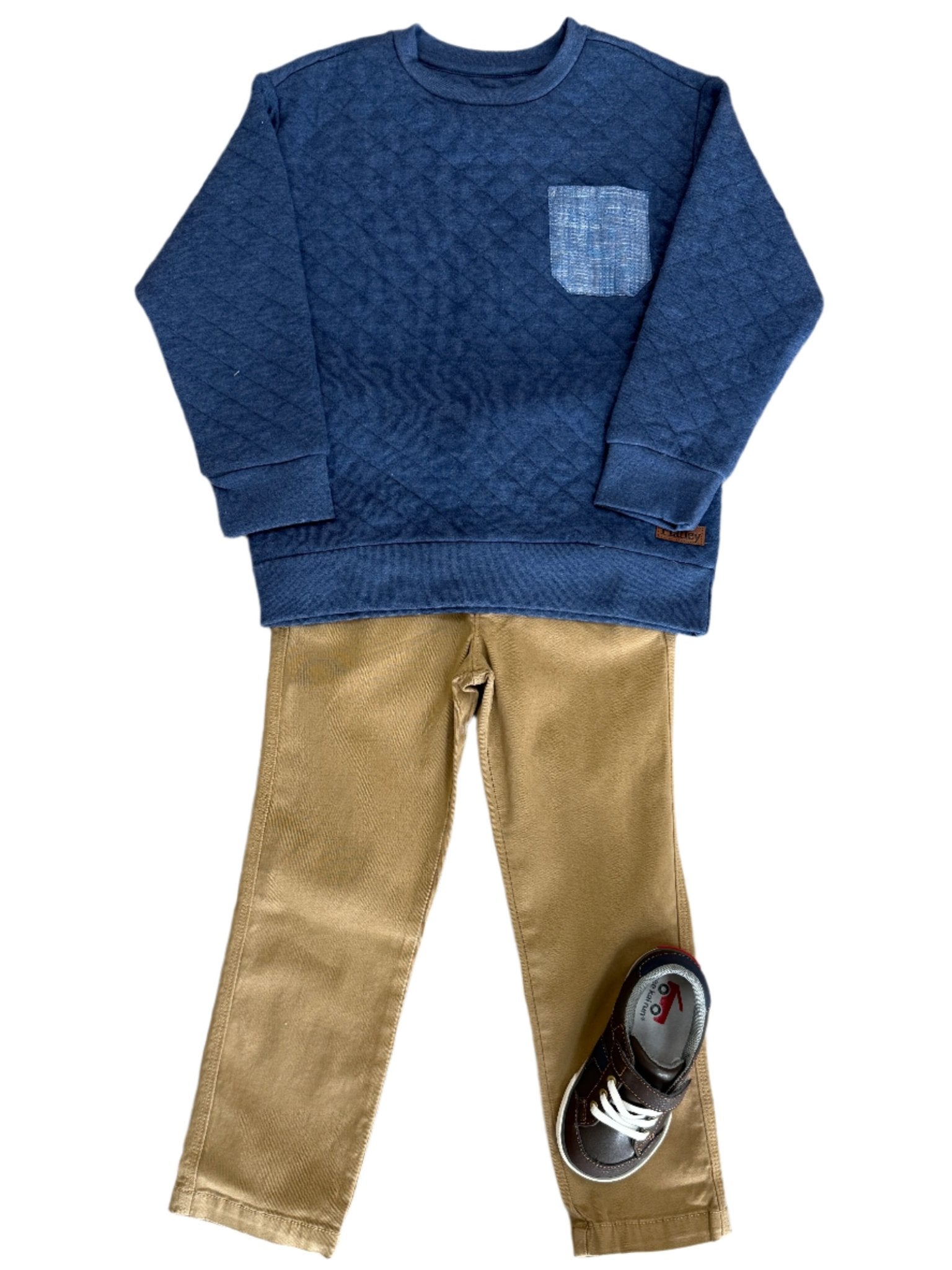 Ensign Blue Quilted Pullover Boys Sweaters + Sweatshirts Hatley