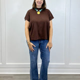 Everly Pullover Sweater - Brown Tops Zenana